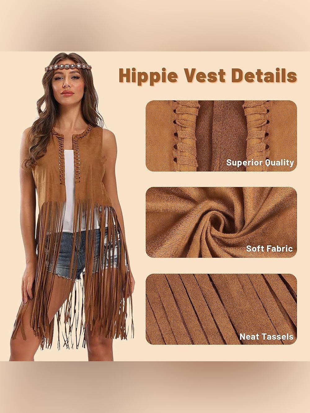 NWT Boho Fringe Hippie Costume set - Size Large